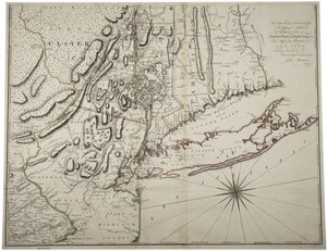 Mappa della Bassa New York State e aree circostanti, c.1775